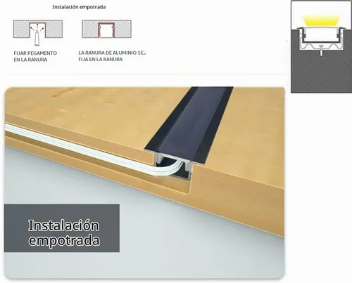 Vista 8 de Paquete de 6 canales de aluminio LED en forma de U de 3.3 pies con cubierta negra, tapas de extremo y clips de montaje, perfil de aluminio