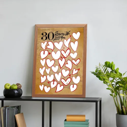 Vista 5 de Decoración de pared de 30 razones por las que te amamos, regalos de cumpleaños para mujeres y hombres, lienzo de invitados de 30 aniversario