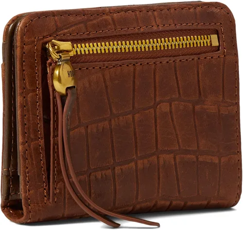 Vista 2 de HOBO Max Mini billetera plegable para mujer, construcción de cuero con cierre a presión, hermosa y funcional cartera para mujer, Brandy, Max Mini