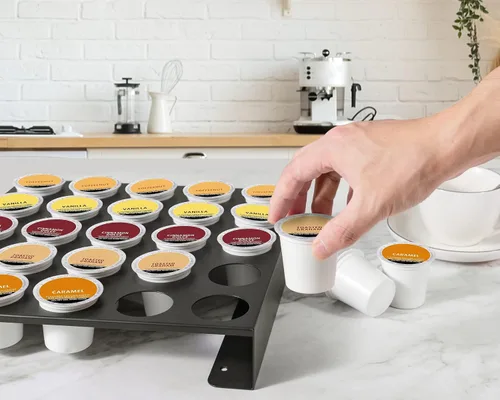 Vista 7 de MyLifeUNIT Organizador de tazas K para cajón montado en la pared, soporte de almacenamiento de cápsulas de café para estación de café, oficina