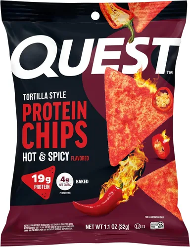Vista 34 de Quest Nutrition Chips de proteína, barbacoa, 0.78 oz de proteína, 0.11 oz de carbohidratos netos, 130 cals, bolsa de 1.1 onzas, 1 unidad, alto
