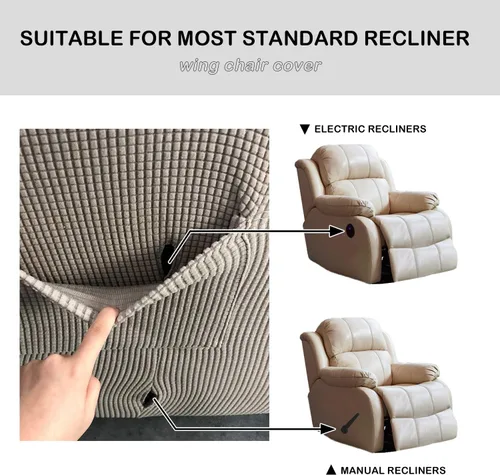 Vista 5 de Funda para silla reclinable, mezcla de poliéster, suave, para sofá, fundas protectoras elásticas con parte inferior elástica, tela tejida jacquard
