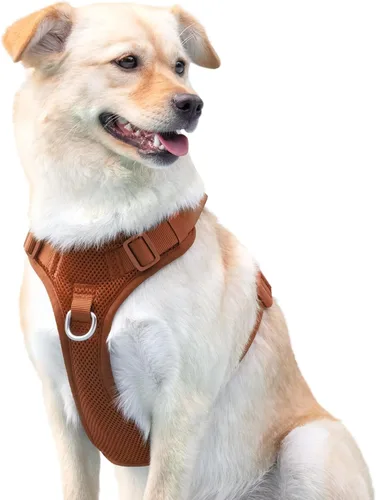 Vista 7 de Arnés sin tirones para perros pequeños, medianos y grandes - Chaleco de malla ajustable de 2 capas con doble clip, a prueba de escape, liberación