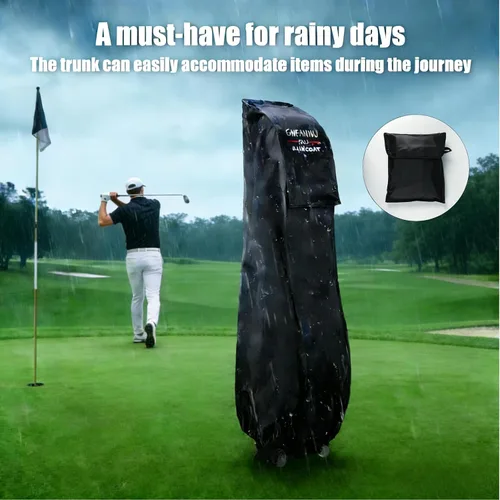 Vista 6 de Funda de lluvia para bolsa de golf, duradera, a prueba de polvo, equipo impermeable para viajes, bolsa de golf, capucha de lluvia de 50.4 pulgadas