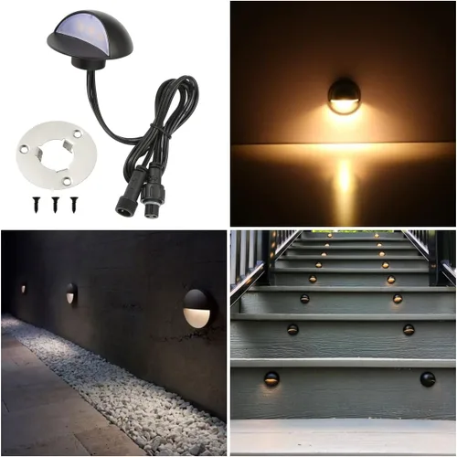 Vista 2 de FVTLED Kit de luces LED para cubierta, paquete de 6 luces LED de bajo voltaje para escalera, 1.97, lámpara de decoración de jardín al aire libre