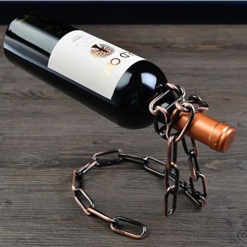 Vista 4 de Soporte para botella de vino de hierro mágico para regalo (cadena de hierro)