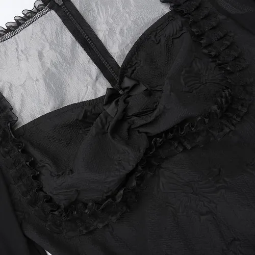 Vista 5 de Gothic Lolita Dresses for Women Flare Sleeve Velvet Grunge Dress Off Shoulder Vintage Aesthetic Harajuku Elegant Dresses