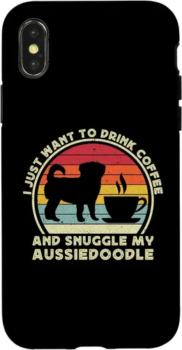 Vista 4 de iPhone 15 Coffee And Aussiedoodle For Men Women Aussiedoodle Dog Funny Case