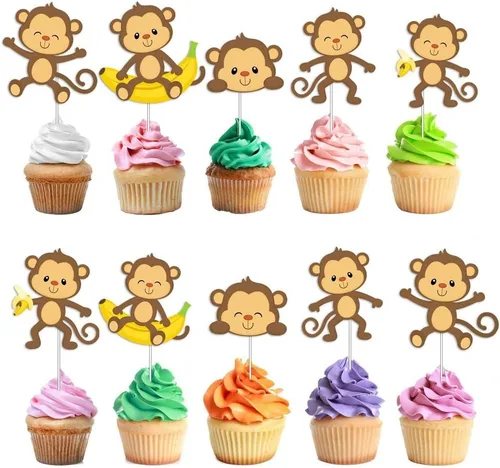 Vista 2 de 10 decoraciones de cumpleaños de safari en la selva, lindas selecciones de fiesta de animales de zoológico para baby shower y celebración de niños