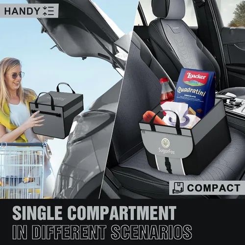 Vista 9 de SugarFox Organizador de maletero de automóvil para SUV, 63 L + 26 L, almacenamiento modular, resistente, plegable, impermeable, cubiertas suaves