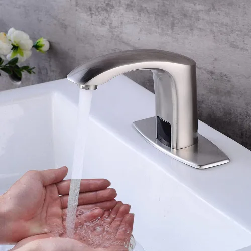 Vista 7 de Llave automática, Plateado, FN0102N Sensor de movimiento de latón activado,Grifos comerciales sin contacto,Ahorro de agua fácil de instalar