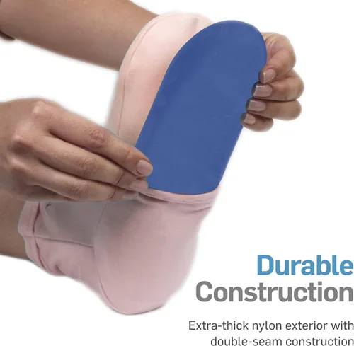 Vista 5 de Calcetines de terapia de frío rosa de NatraCure - Zapatillas reutilizables con gel de hielo congelado para pies, artritis, neuropatía, fascitis