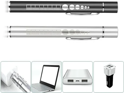 Vista 4 de Linterna de bolsillo Luces duales Blanco Amarillo LED Pluma Luces USB Recargable Médico Práctico Penlight Mini Linterna de enfermería Lámpara