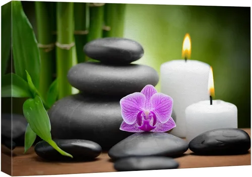 Vista 37 de Wall26 - Arte de pared estampado en lienzo con diseño de rocas negras en un lago tropical verde sereno, naturaleza floral, fotografía, realismo