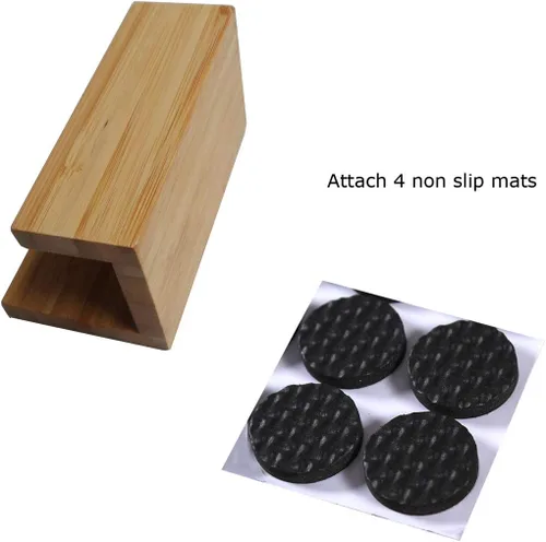 Vista 6 de Paquete de 1 soporte de madera de bambú para tarjetas de visita de escritorio para escritorio, soporte de exhibición de tarjetas de visita