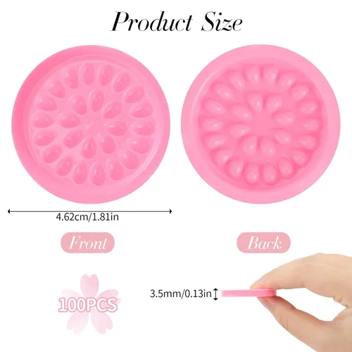 Vista 2 de 100 soportes para pegamento de pestañas postizas, bandejas de pestañas para extensiones, almohadillas de plástico desechables para paletas