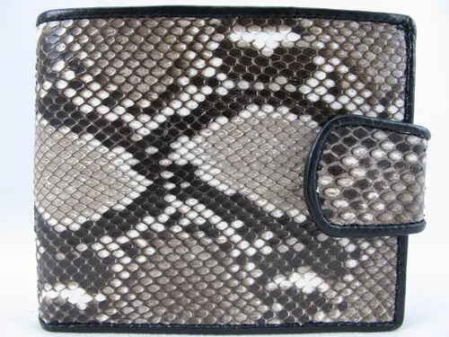 Vista 2 de Pelgio Genuino Python serpiente piel piel mujer plegable cartera monedero, Negro -, Billetera plegable