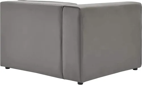 Vista 4 de Modway Mingle Sofá seccional de cuero vegano Silla con brazo izquierdo en gris