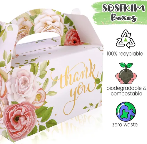 Vista 5 de Paquete de 24 cajas de regalo de fiesta, cajas de dulces de agradecimiento de papel de aluminio dorado para bodas, despedidas de soltera, cajas