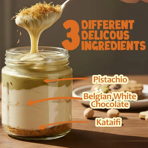 Vista 5 de Dubai - Chocolate blanco untable - Pistacho untable con filo tostado, chocolate gourmet para el desayuno - 9.7 onzas