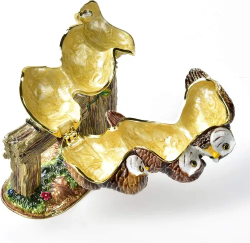 Vista 2 de KALIFANO Joyero decorativo para mujer con cristales Swarovski y piedras preciosas con forma de pájaros, hecho para almacenamiento y organización