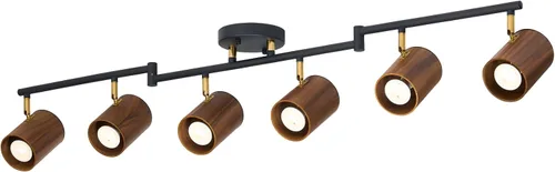 Vista 10 de BISAMIYA - Kit moderno de iluminación de riel de 4 luces, negro mate y madera oscura Accesorio ajustable, giratorio de latón, luz de techo