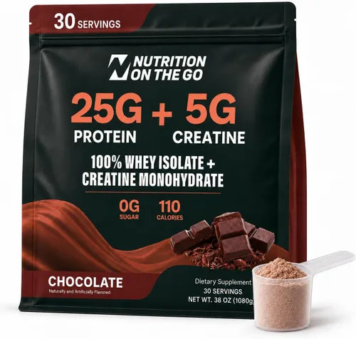 Vista 7 de Paquetes de viaje 2 en 1 con aislamiento de proteína de suero + creatina, chocolate, paquete de 15