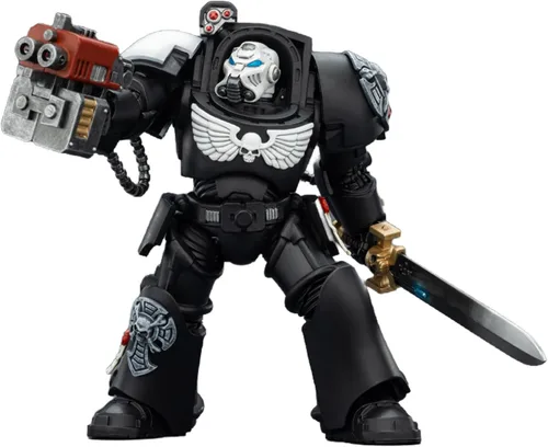 Vista 25 de JOYTOY Black Templars Warhammer 40k 1/18 Figura de acción Black Templars Terminator 1 con espada de poder y bolter de tormenta, regalos