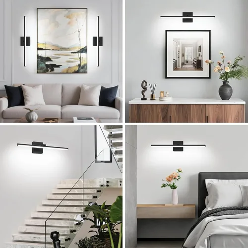 Vista 6 de Lámpara LED para tocador de baño, moderna lámpara de baño sobre el espejo (blanco frío 6000 K), barra de luz de tocador con ángulo ajustable, 24