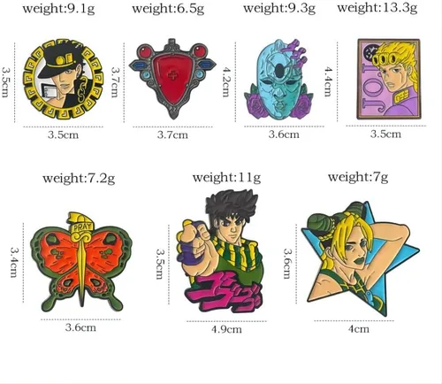 Vista 5 de JJBA JoJo - Broche esmaltado de anime Jotaro Jolyne Joseph para cosplay, regalos de Navidad para niños, niñas, adolescentes, mujeres y hombres