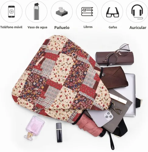 Vista 5 de Mochila pequeña bohemia de mariposa negra para mujer, mochila de viaje ligera Rojo albaricoque M