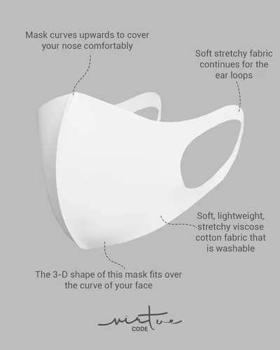 Vista 4 de VIRTUE CODE Grayscale Cloth Face Mask for Adults Pack 3 Loungewear Masks Washable Fabric Face Mask Reusable