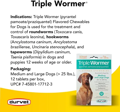 Vista 3 de Durvet Triple Wormer para perros medianos y grandes