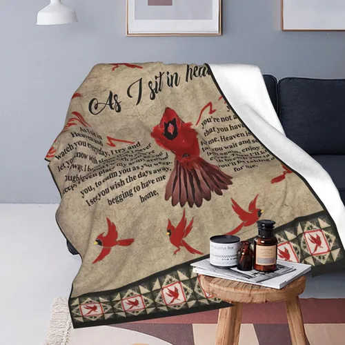 Vista 4 de Manta de Cardenal Rojo Heaven Cardinal Decor Manta de Tiro Regalos para Niñas Niños As I Sit in Heaven Ropa de Cama de Sofá Súper Cálida Suave Felpa