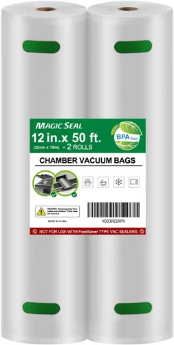 Vista 8 de MAGIC SEAL Rollos de sellado al vacío de cámara de 8 x 50 pies, paquete de 2 bolsas comerciales para máquina de cámara para Vacmaster y Avid Armor