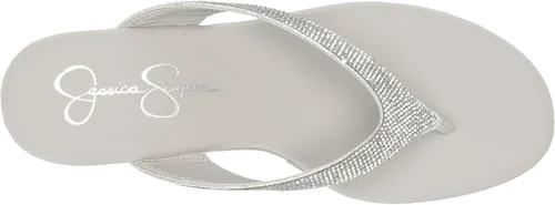 Vista 5 de Jessica Simpson Womens Stilla Rhinestone Flip-Flop Wedge Sandals