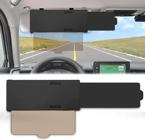 Vista 8 de Protección solar antirreflejos para automóvil, extensor de visera polarizada contra el deslumbramiento solar, protección solar interior del Marrón
