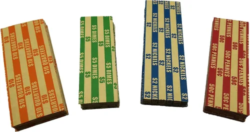 Vista 2 de Paquete surtido de 300 envoltorios planos para monedas, papel kraft duradero a rayas de colores estándar ABA