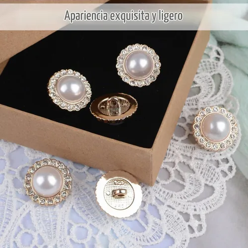 Vista 5 de 30 botones de perlas sintéticas, botones acrílicos de perlas retro vintage dorados, redondos, de cristal, para coser, para manualidades, 0.91 Perla