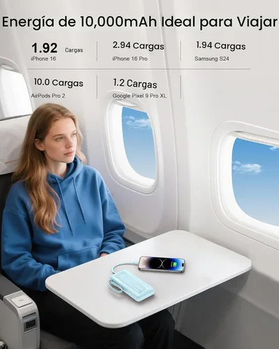Vista 6 de Cargador portátil 10000mAh 22.5W Power Bank Azul cielo