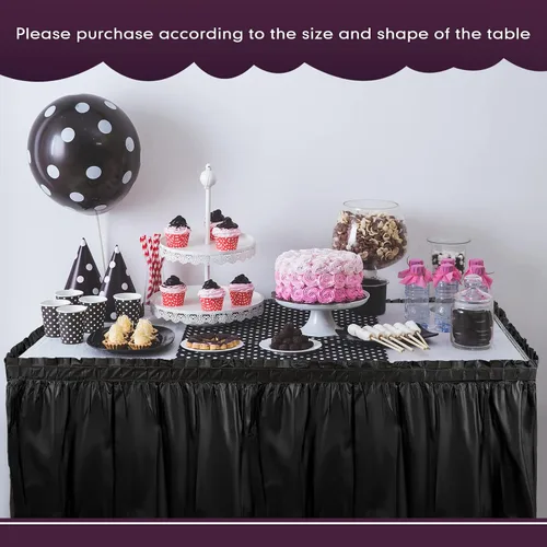 Vista 6 de Breling 4 piezas de falda de mesa de plástico de 29 pulgadas x 14 pies, desechables para mantel rectangular, boda, ducha, fiesta de cumpleaños, Negro