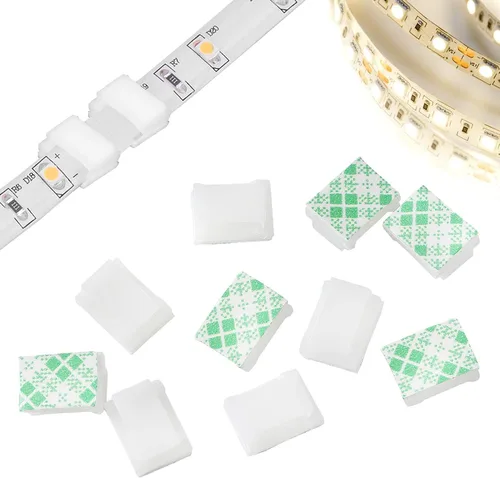 Vista 5 de PETKNOWS 120 clips de montaje de tiras de luz, color blanco, autoadhesivos, sujetadores de luz LED, soporte de montaje, abrazadera de cable