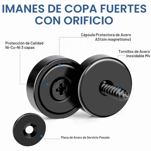 Vista 4 de MIKEDE - Paquete de 12 imanes de neodimio fuertes de 20 libras avellanados para pared Negro-1