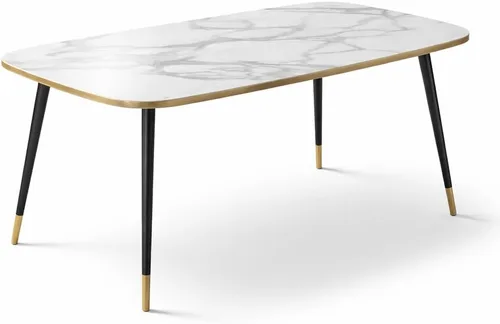 Vista 19 de HIPIHOM Mesa de comedor moderna de granja de 47.2 pulgadas, mesa de comedor rectangular de madera con patas de metal para 4 personas para comedor