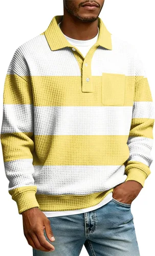 Vista 32 de Camisas de manga larga con botones a cuadros para hombre, con cuello de manga larga, estilo casual, elegante, a cuadros