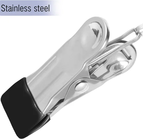 Vista 9 de Alipis Pinzas antideslizantes para ropa sucia, 20 unidades, pinzas de metal para secar la ropa, ganchos de tela para colgar Negro