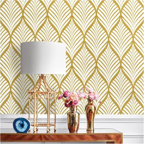 Vista 6 de Papel Tapiz Bohemio Dorado Despegar y Pegar Papel Tapiz Geométrico Autoadhesivo Papel de Contacto Vinilo Removible para Baño Cocina Sala de Estar