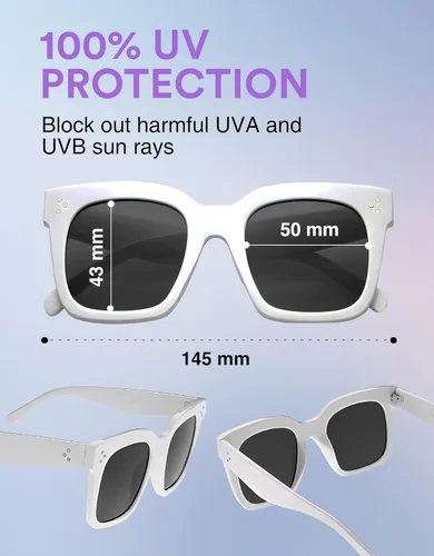 Vista 26 de zeroUV - Gafas de sol cuadradas retro de moda de gran tamaño para mujer estilo vintage 1.969 pulgadas