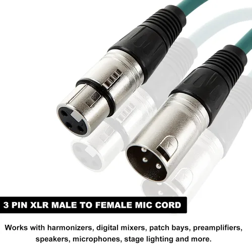 Vista 3 de ABuff Paquete de 10 cables XLR de 3 pies, cables de micrófono XLR de 3 pines macho a hembra, ideal para audio, guitarra, altavoz