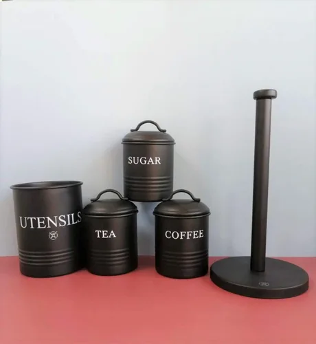 Vista 9 de Juego de 3 recipientes de cocina con tapa para almacenamiento de alimentos, color negro